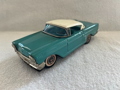 Vintage Bandai Co. Japan Friction Litho Tin Teal White 58 Chevy Toy Car