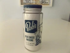 VINTAGE 1977 BOB'S BIG BOY BLEU CHEESE DRESSING 16 Oz. GLASS JAR W/LID