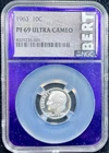1963 NGC PF69 Ultra Cameo Silver Roosevelt 10c- Trader Bea BERT Label