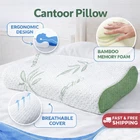 Cantoor Pillow Memory Foam Bamboo Removable Cover Orthopedic Head Neck Support