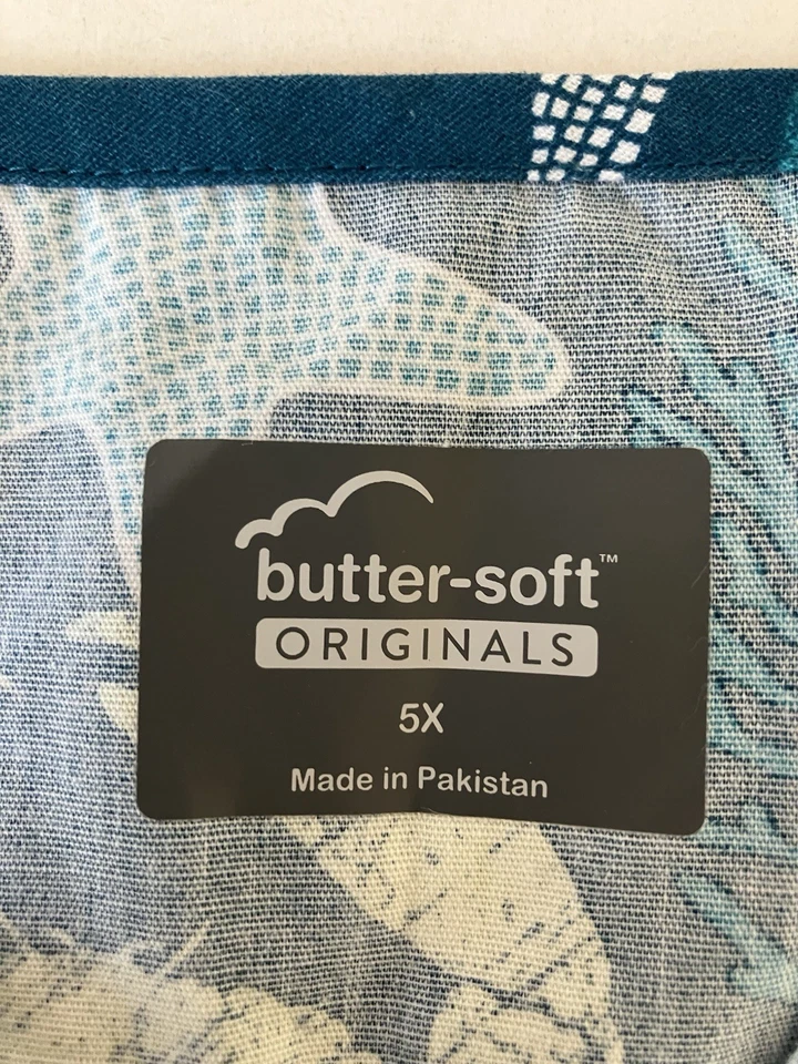 Butter Soft Originals Scrub Top Women's 5X Teal Blue White Seashells V-Neck SS - Image 4 of 4