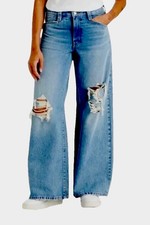 Levi's 94' Baggy Wide Leg Jeans Mid Rise Distressed Medium Wash Indigo Size 26