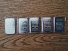 Lot of five 1 Oz. .999 Silver Johnson Matthey JM Bars - Consecutive Serial #s