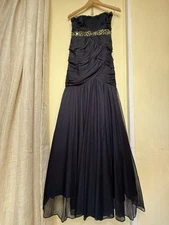 adrianna papell dress 4 navy blue 
