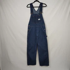 Vintage 70s Big Mac JCPenny Square Bak Dark Wash Bib Overalls 33x29
