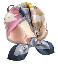 21"x21"Cartoon Cats Print Pure Mulberry Satin Silk 12momme Scarf 53X53cm5-115