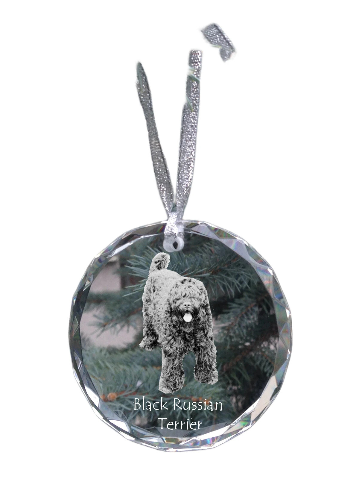 Black Russian Terrier, Chornyi Terrier - crystal bauble with a photo, dog photo