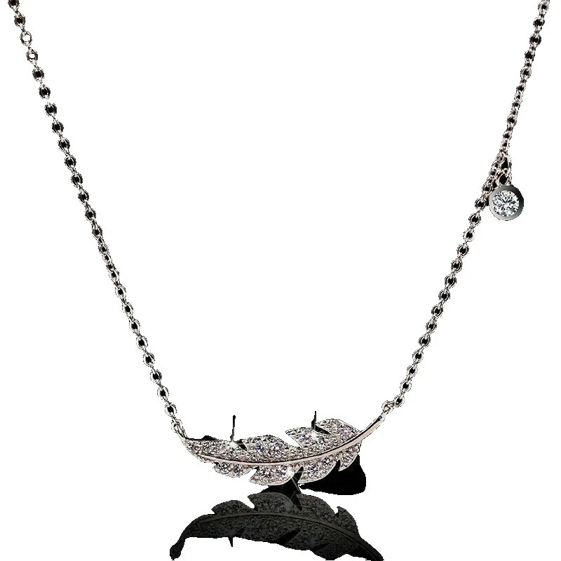 White Gold Plated Pendant Feather Fashion Necklaces & Pendants
