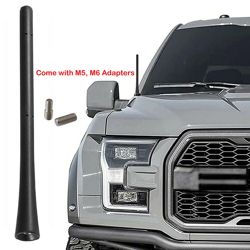 Antena de coche corta negra de 7" apta para radio señal AM/FM con tornillos de rosca decoración Foto 2 de 4