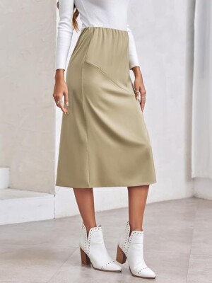 Satin Skirt Silk Skirt Wenrine Women's Satin Skirt High Waist Silk