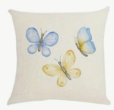 BUTTERFLY GARDEN Pastel Botanical Linen Throw Pillow Cover Holiday HOME Decor