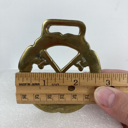 Brass Horse Medallion English Cross 2 Skeleton Keys VTG Bridle Harness Ornament - Picture 6 of 6
