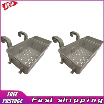 Poolside Hanging Storage Baskets with Cup Holders for Above Ground Pool (Grey)