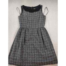 Taylor black and white tweed sleeveless dress with embellished neckline. Sz 8 