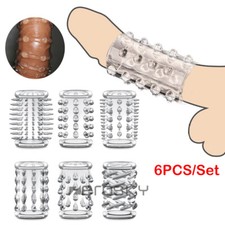 6PCS Penis Sheath Male penis Sleeve Girth Reusable Extender Enlarger Enhancer