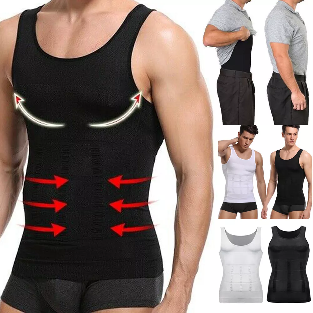 Men Shapewear Compression Shirt Slimming Body Shaper Waist Trainer