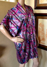 WOMEN'S VINTAGE SATIN PAISLEY ROBE SZ M L