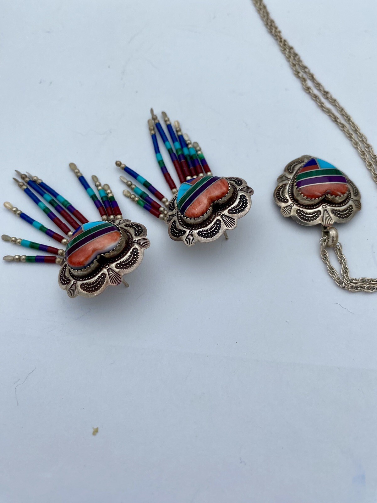 Vtg Native American Signed Sterling Multi Inlay S… - image 10