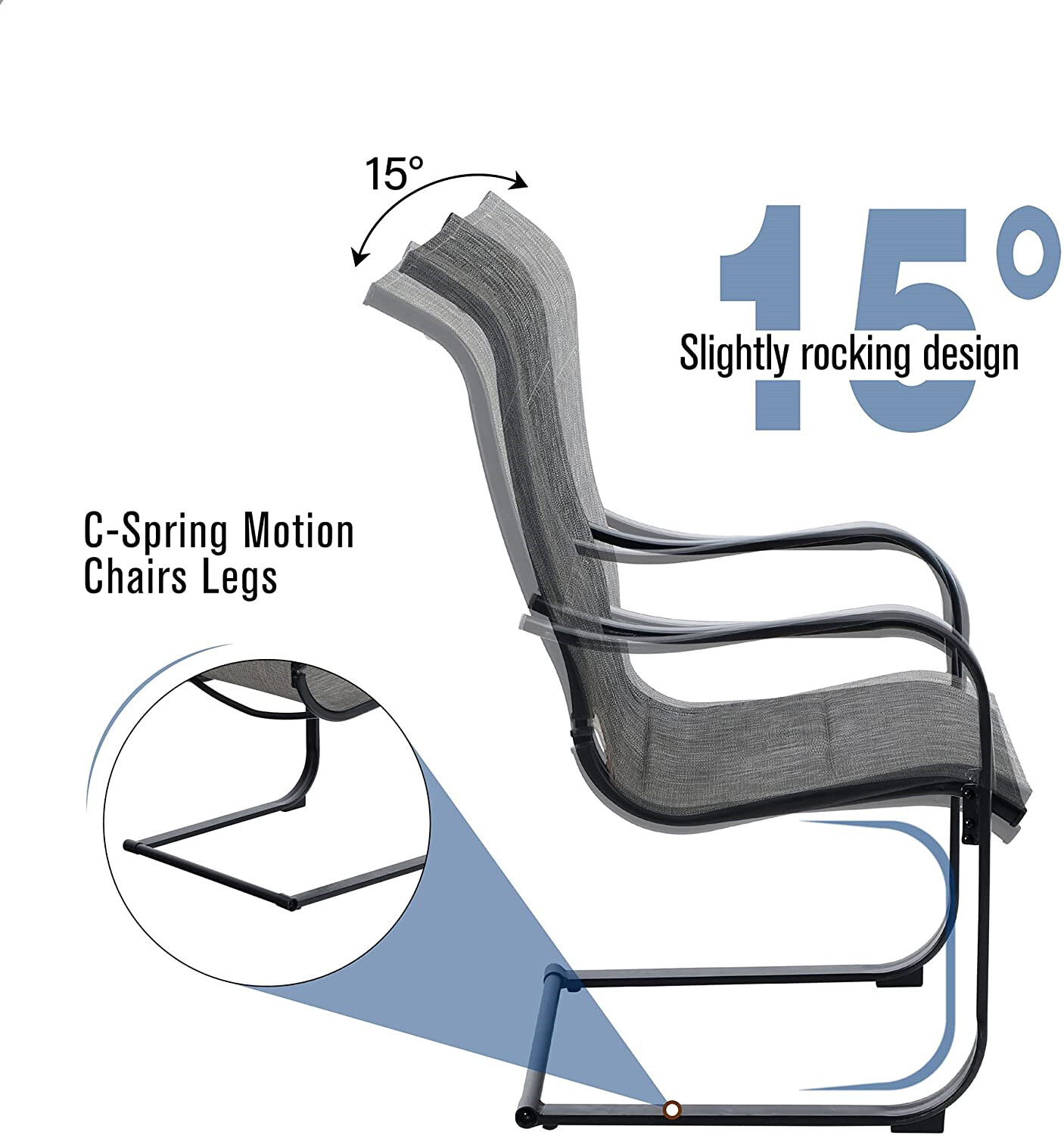 Patio Dining Chairs Set of 6 Outdoor High Back Rocker Chair CSpring