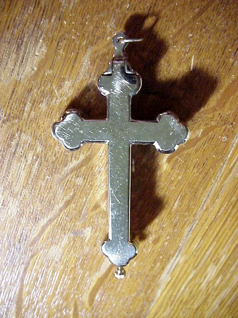 Antique CELTIC CROSS Silver & Wood CRUCIFIX RELIQUARY with 8 RELICS