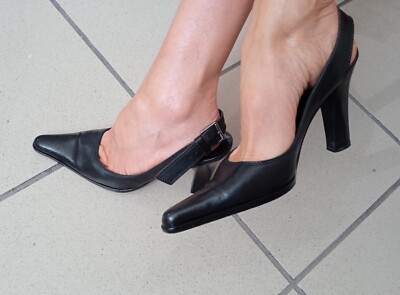 DAMENSCHUHE Yves Saint Laurent Mod. chanel EU 36 Schwarz Leder Schwarz Top Zustand