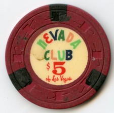  5 Chip from the Nevada Club in Downtown Las Vegas 1959 Obsolete