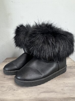 H2K Women s Fur Black Boots Fur Tops Women s Size 10 NEW
