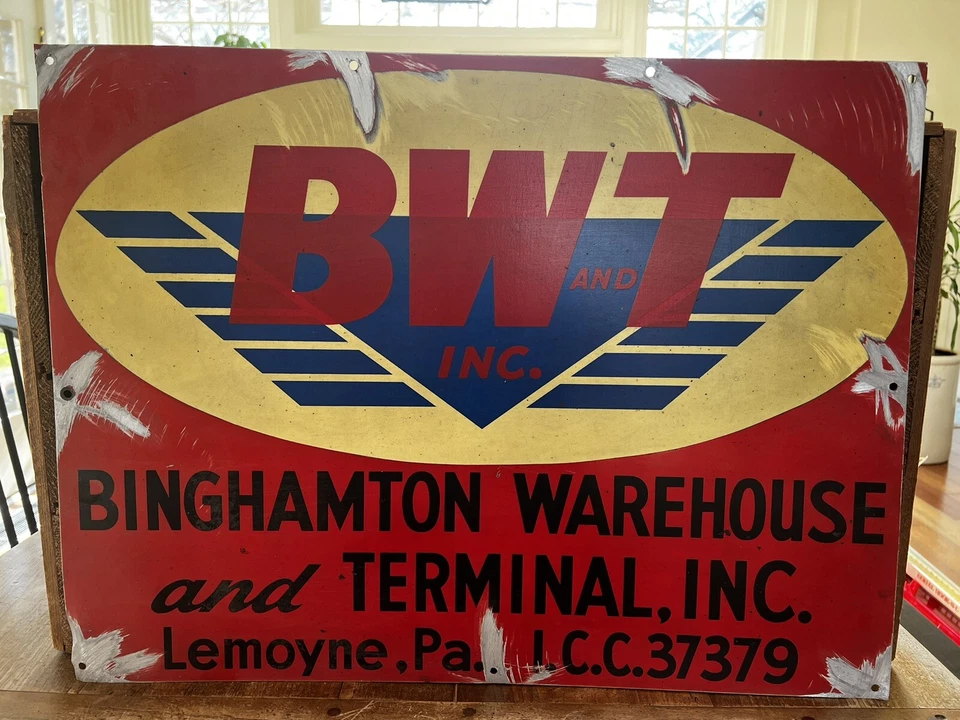 "Letrero metálico vintage de almacén y terminal de Binghamton 24""x18""" Foto 3 de 4