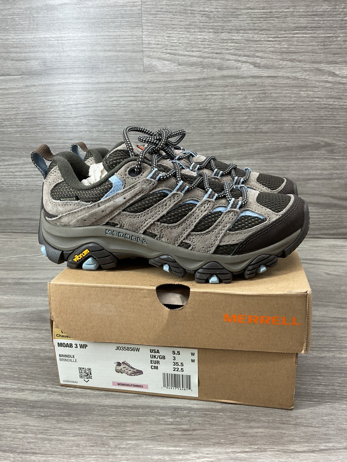 Merrell J035856 Scarpe da trekking Moab 3 basse impermeabili da donna taglia 5 5 Brindle