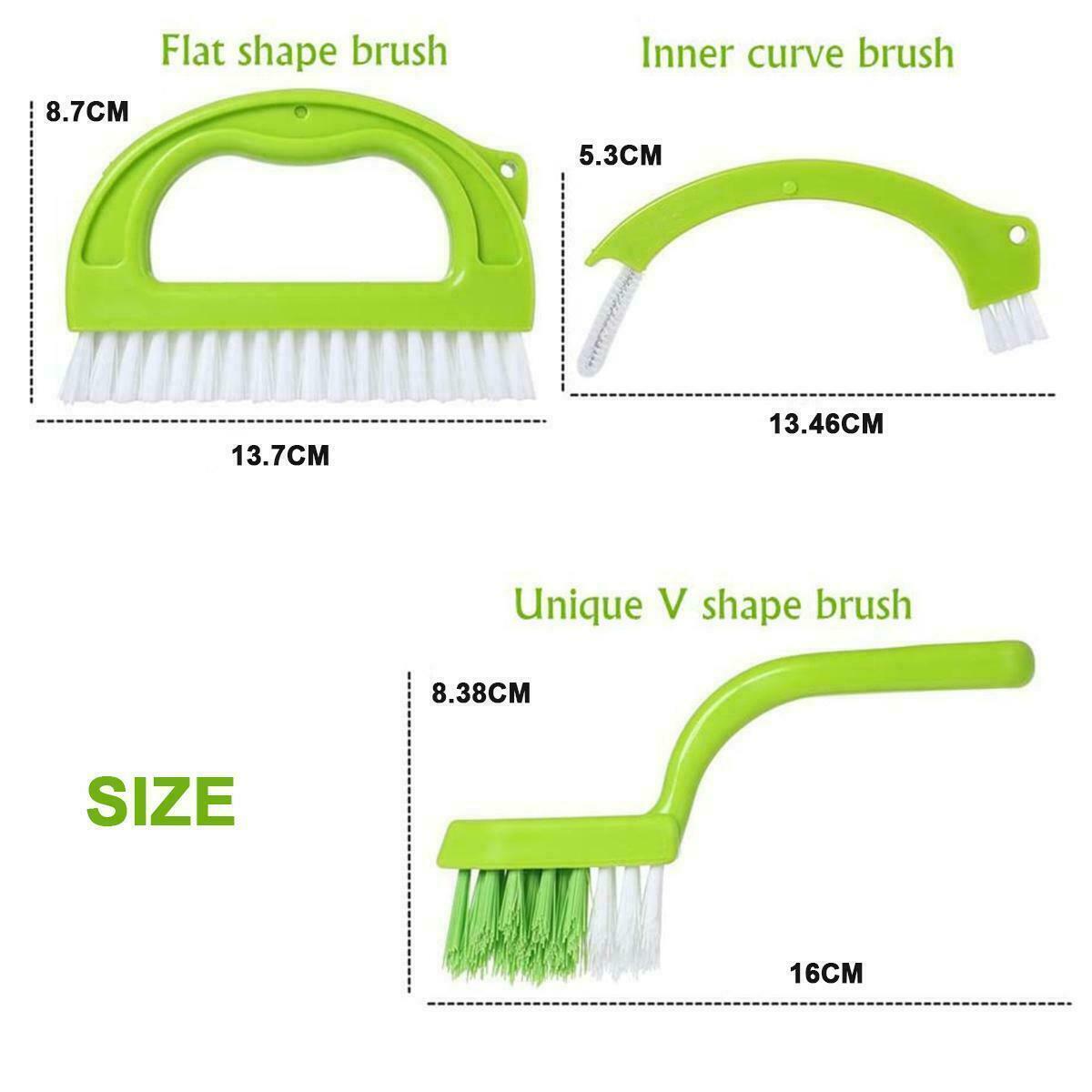 3 IN 1 TILE GROUT CLEANING BRUSH MOULD REMOVER NARROW STIFF SCRUB STAIN