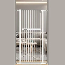 AIKSSOO 55.11" Extra Tall Gate 30.11-33.07" Wide Safety White Metal Gate