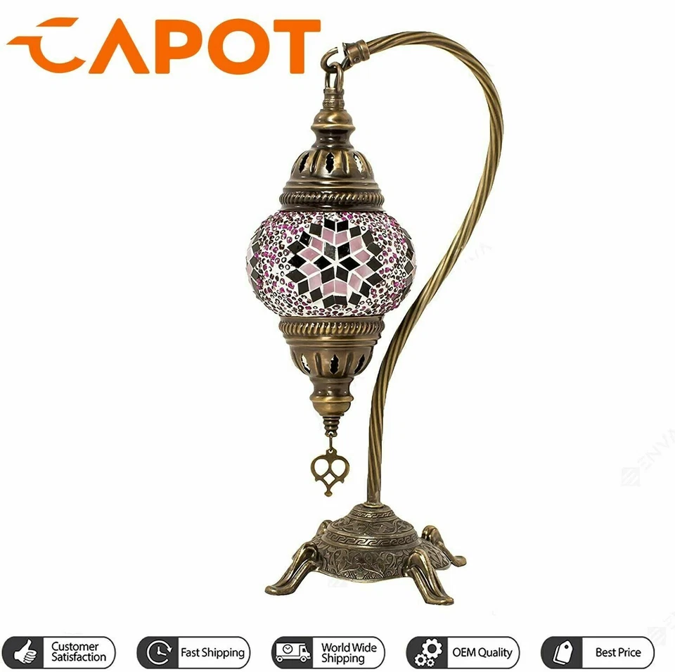 Lampe mosaïque turque marocaine fabriquée à la main Tiffany lampe de bureau - Photo 1/4