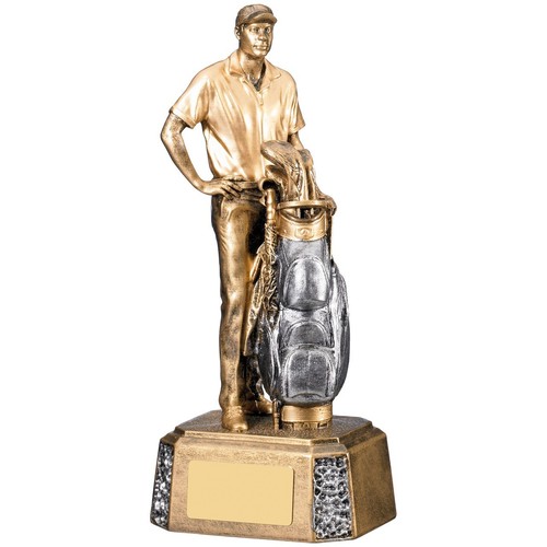 Golf Trophy Golfer Caddy Club Gold Award - FREE Engraving Masters Open PGA RG048 - Picture 4 of 5