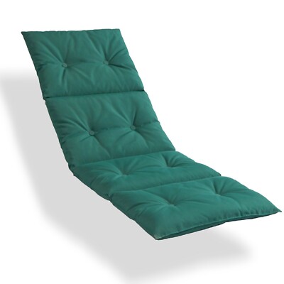 Chaise Lounge Chair Cushion Pad 72 Button Tufted Outdoor Patio Deck Pillow  Green