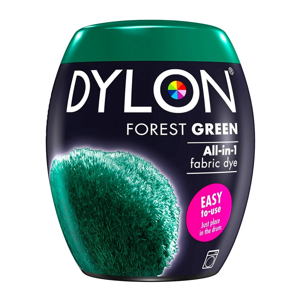 Pittura tessile DYLON verde bosco colore e fissatore per macchina fabric dye 600 g tessuto