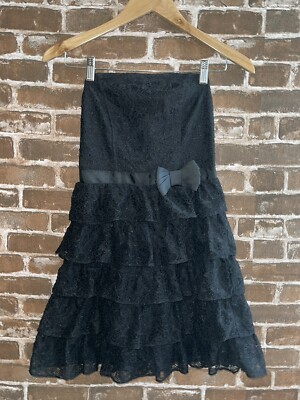DYNAMITE WOMENS SIZE 1 BLACK LACE RUFFLE DRESS MINI DRESS BOW PARTY STRAPLESS | eBay DYNAMITE WOMENS SIZE 1 BLACK LACE RUFFLE DRESS MINI DRESS BOW PARTY STRAPLESS | eBay