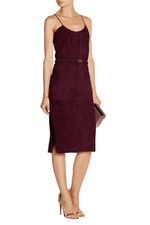 NWT Halston Heritage genuine suede wine burgundy port dress cami size 4 - $1,195