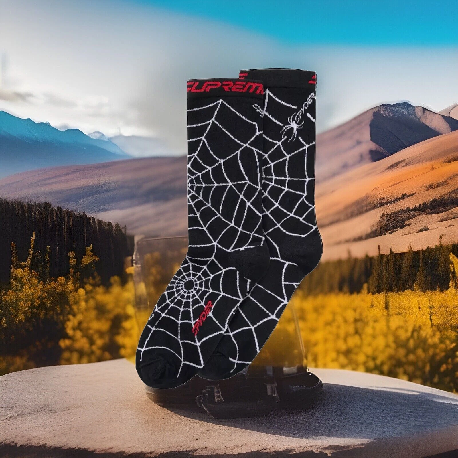 ?Supreme®/Spyder® ?️Chaussettes d'équipage (1 paquet)  Noir  FW24  ÉPUISÉ !!!