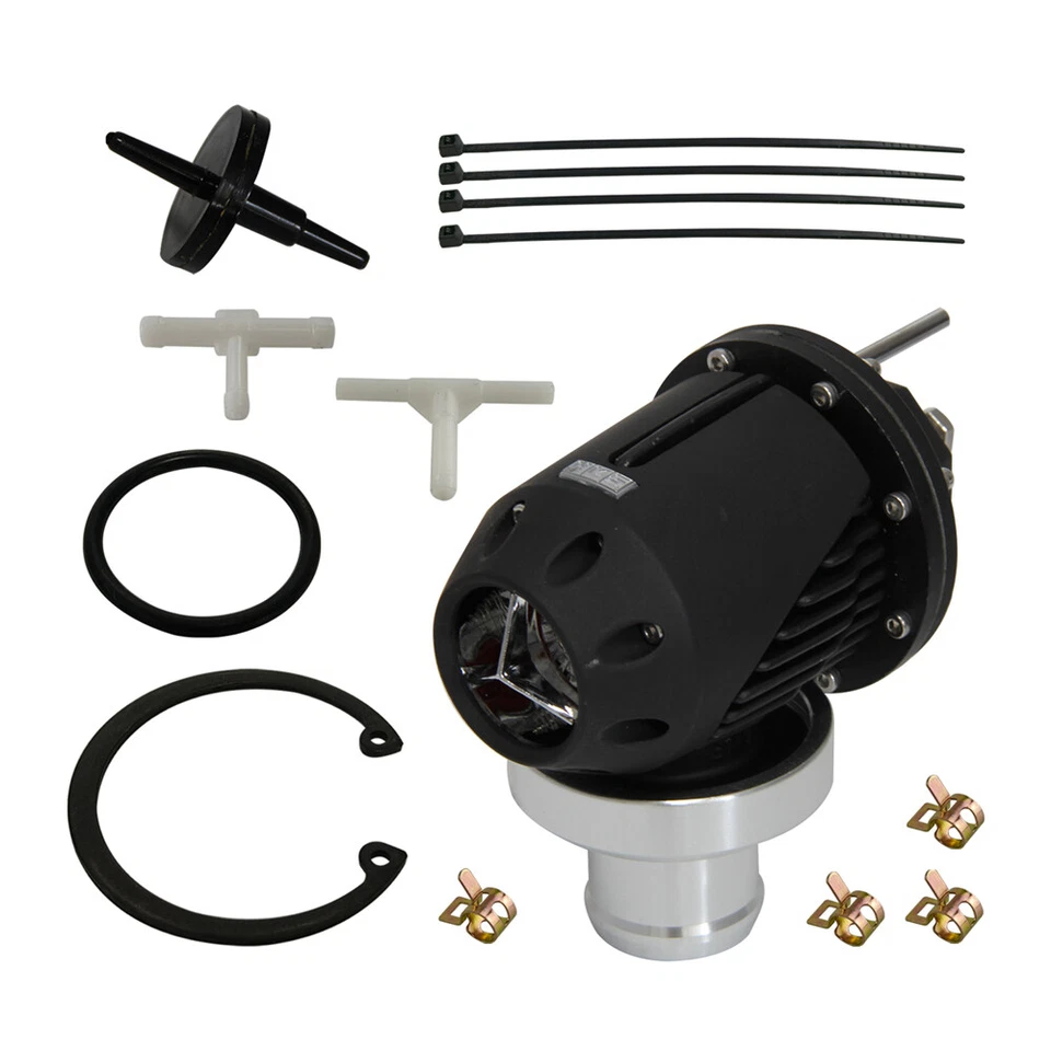 Válvula de soplado SQV ajustable universal BOV II 2 + 2,5" adaptador de tubo de brida negro Foto 3 de 4