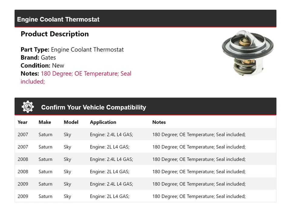 Puertas termostato refrigerante motor Saturn Sky 2007-2009 2008 Foto 2 de 4