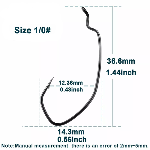 50pcs EWG Offset Worm Hook Soft Plastic Hook Wide Gap V-Type Fishing Hook 4-2/0# - Picture 17 of 18