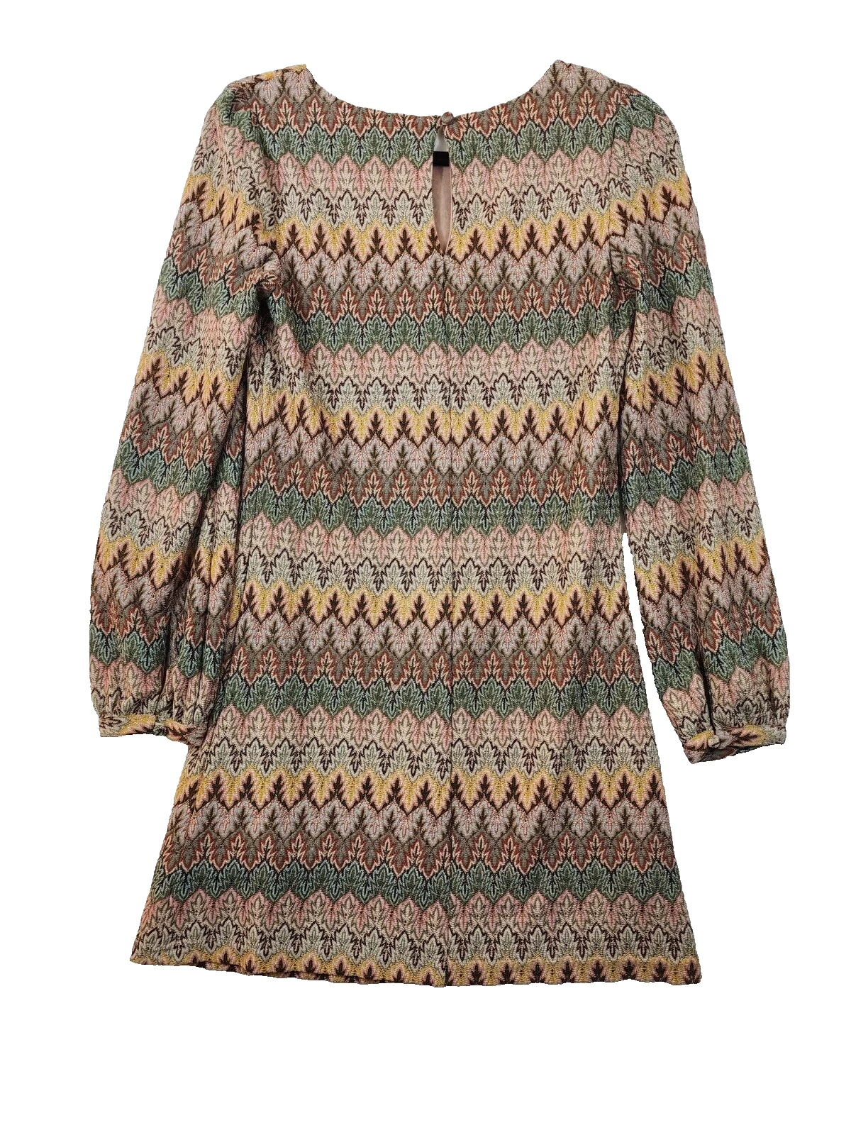 VETEMENTS The Clothing Co Vestito tubino donna M rosa marrone pizzo sovrapposizione manica lunga boho