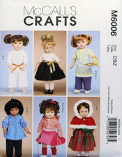 McCall's Sewing Pattern M6006 Doll Clothes 18" Doll 6 Designs Mix Match OS UC