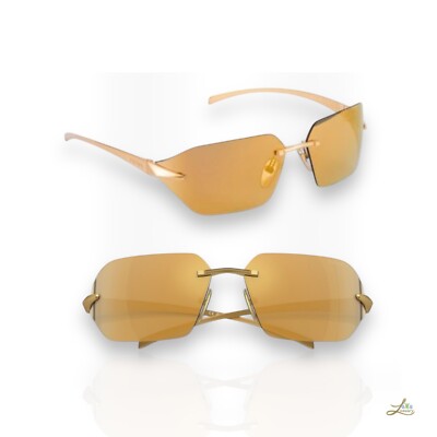 Prada Sonnenbrille geometrisch gold verspiegelte Gläser Metallgestell Unisex