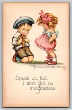 Valentine Romance Postcard - Speak Up, Kid - Ruth Welch Siver