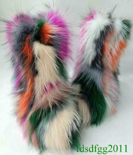 colorful fur boots