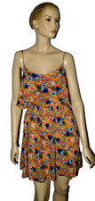TIMING SIZE L LARGE FLORAL PRINT LIGHT SUMMER SUN DRESS KEYHOLES MINI