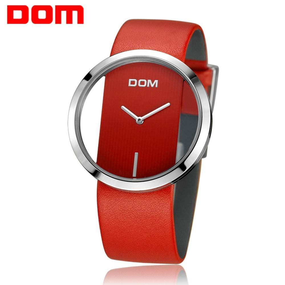 DOM rouge Montre femmes montres dames créatif en cuir femmes