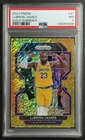 LEBRON JAMES PSA 7 2021-22 PANINI PRIZM #91 GOLD SHIMMER 06/10 LAKERS NRMT