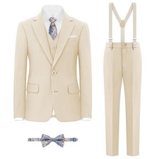 BOLADA Boys' Suit Beige Slim fit Suits for Kids Formal Classic 6 Piece Big Boys